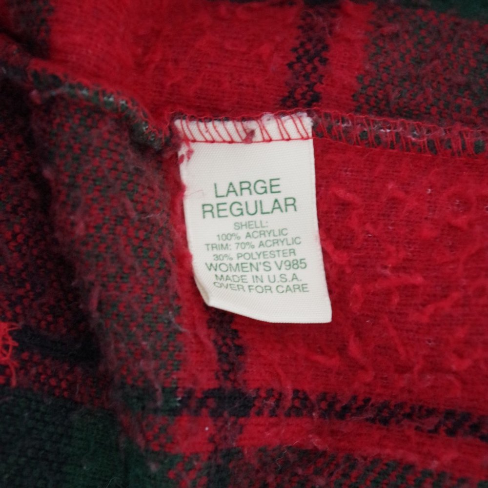 Vintage LL Bean USA Made Plaid Fleece Chore Jacket Ladies' Large - Picture 3 of 10